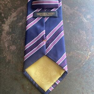 Donald J. Trump Signature Collection Purple Silk Tie Classic Diagonal Stripes